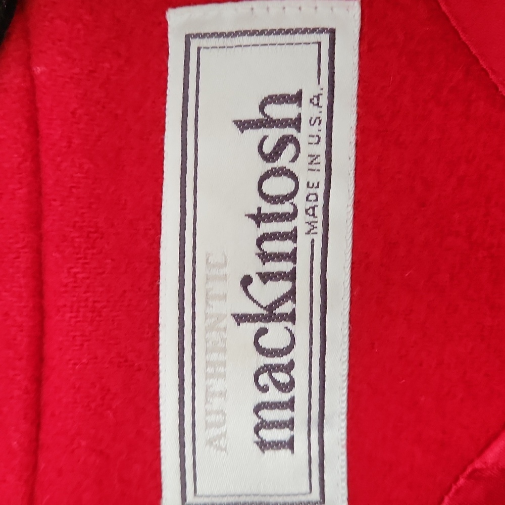 Vintage MACKINTOSH Wool Trench Maxi Coat Cherry Red Size 10 - Picture 7 of 14